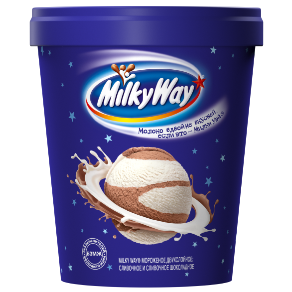 "MILKY WAY" мороженое двухслойное сливочное и сливочное шоколадное